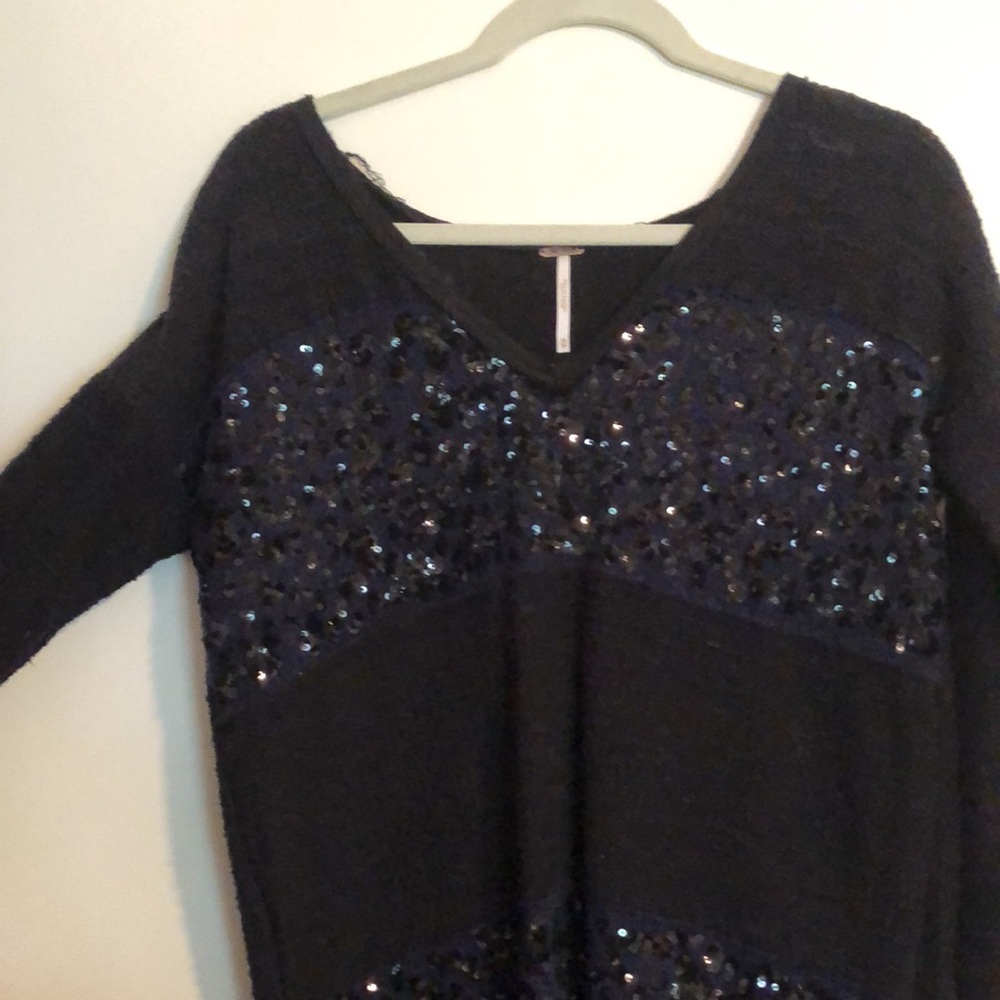 Free people size XS tunic with navy blue sequins. Worn once